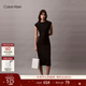 Calvin Klein高級成衣系列25夏季女士氣質(zhì)通勤商務(wù)休閑ck黑色顯瘦針織連衣裙