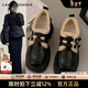 CAMILA KSENIA樂(lè )福鞋女冬季2025新款時(shí)尚加絨保暖棉鞋厚底百搭增高黑色小皮鞋子 黑色 37