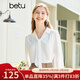 百圖betu女裝春季新款襯衫飄帶設計感溫柔雪紡長(cháng)袖襯衫女2302T34 米白 L