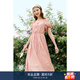 詩(shī)凡黎重工蕾絲花邊連衣裙2024年夏新款女小眾設計感波西米亞裙子 粉紅 M