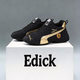 Edick意大利風(fēng)品牌2026春季新款真皮透氣輕便情侶運動(dòng)老爹鞋跑步休閑 黑金 39