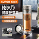 蘇泊爾（SUPOR）純鈦茶漏雙層玻璃杯茶水分離泡有鈦茶杯男女士禮品杯 生日禮盒 