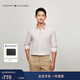 Tommy Hilfiger秋冬男女純棉重磅牛津紡商務(wù)休閑海邊條紋情侶長(cháng)袖襯衫外套 淺卡其白條紋0C8 M （推薦：135-150斤）