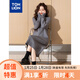 唐獅（TonLion）2024連衣裙女款韓版溫柔甜美淑女高領(lǐng)針織長(cháng)裙百搭 中麻灰 L 