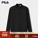 FILA 斐樂(lè )官方男子針織長(cháng)袖衫2025冬季新款時(shí)尚休閑半拉鏈基礎長(cháng)T 正黑色-BK L 175/96A/L