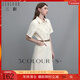 三彩2024夏季新款萊賽爾牛仔連衣裙工裝風(fēng)高腰A字裙收腰短袖長(cháng)裙 米白色 S 155/80A