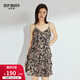 深呼吸DEEP BREATH女裝復古吊帶連衣裙收腰蛋糕短裙A500135 碎花 M (3)