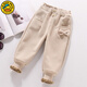 G.duck童裝女童褲子春秋季兒童加絨褲子加厚保暖女寶寶衛褲冬款小童長(cháng)褲 杏色-單褲 130 建議120-130cm7-8歲