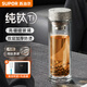 蘇泊爾（SUPOR）【重磅新品】純鈦高檔玻璃杯茶水分離車載水杯耐高溫泡茶杯子送禮 400mL-璀璨銀【純鈦杯蓋+高硼硅杯身】禮盒禮袋+杯刷