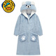 G.duck秋冬兒童睡袍法蘭絨加厚加長(cháng)寶寶睡衣男童珊瑚絨浴袍親子家居服 湖藍色小腳丫袍 140 建議 120-140厘米
