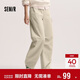森馬（Semir）休閑褲女春半松緊腰打褶抽繩闊腿褲女生工裝風(fēng)長(cháng)褲101125127003A