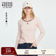 Teenie Weenie小熊女裝T恤2025秋季新款簡(jiǎn)約時(shí)尚氣質(zhì)撞色圓領(lǐng)長(cháng)袖 粉色 M