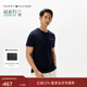 Tommy Hilfiger25春夏新款男裝蜂窩肌理鑲邊修身短袖/撞色袖口純棉上衣T恤 【蜂窩肌理】藏青色DW5 M （推薦：130-140斤）