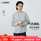 藍地（LANDI）[氣質(zhì)通勤]高級感緞面V領(lǐng)暗扣通勤長(cháng)袖襯衫女上衣2025秋新品 銀沙灰 S