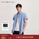Tommy Hilfiger【舒適府綢】春夏男裝商務(wù)休閑易打理純色短袖襯衣襯衫外套 天藍色GU1 S （推薦：120-135斤）