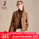 經(jīng)典故事（JANE STORY）經(jīng)典故事夾棉格紋西裝外套女秋款2025新款通勤別致修身西服小個(gè)子 橙咖色 L