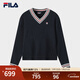FILA 斐樂(lè )官方女子編織衫2025冬新款時(shí)尚休閑復古寬松V領(lǐng)麻花毛衣 傳奇藍-NV L 170/88A/L