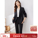 尚都比拉正裝職業(yè)西裝套裝女春秋氣質(zhì)小西服外套九分褲兩件套 黑色 M 