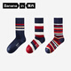 蕉內（Bananain）銀皮505C新疆棉襪子男女士長(cháng)筒撞色百搭7A抗菌防臭透氣秋冬3雙裝 【男士】紅藍層疊空間 3雙 均碼