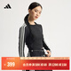 adidas休閑修身圓領(lǐng)長(cháng)袖T恤女裝秋季阿迪達斯官方輕運動(dòng)JN0755 黑色/漢玉白 M