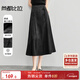 尚都比拉新中式國風(fēng)半身裙女春秋a字顯瘦改良馬面裙黑色中長(cháng)裙 黑色 L