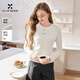 香影白色正肩t恤女長(cháng)袖2026春季新款字母圓領(lǐng)小個(gè)子修身短款上衣 白色 L 165/88A/110-125斤