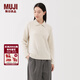 MUJI女式 羊毛混毛圈花式線(xiàn)POLO針織衫毛衣女裝上衣25年冬季 BA1QLA5A 燕麥色 L (165/88A)