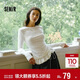 森馬（Semir）長(cháng)袖T恤女純色木耳邊氣質(zhì)緊身冬2025荷葉邊上衣簡(jiǎn)約109725101008