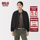MUJI女式 蓬松棉服 夾克衫 外套女款棉衣 25年冬季 女裝 BD117A5A 黑色 L (165/88A)