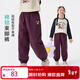 茵曼（INMAN）童裝女童純棉褲子卡通章仔點(diǎn)綴秋季中大童寬松休閑束腳褲 深紫色 140