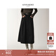 玖姿·安娜蔻休閑工裝風(fēng)單排扣松緊腰半身裙長(cháng)裙女2025冬季新款 素黑 XL