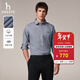 哈吉斯（HAZZYS）男裝 秋款商務(wù)通勤襯衣小千鳥(niǎo)格長(cháng)袖襯衫男ASCZK1BCK03 藏青色NV L （175/96A 48）