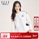 ELLE ACTIVE休閑圓領(lǐng)衛衣女裝秋季時(shí)尚百搭拼色運動(dòng)減齡薄款舒適透氣套頭衫 白色 M