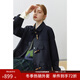 范思藍恩22FS4106韓系氣質(zhì)牛角扣大衣女秋冬學(xué)院風(fēng)雙面羊毛呢外套 藏青色 S
