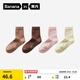 蕉內（Bananain）絨絨301S女士襪子7A抗菌防臭加絨加厚不易掉毛保暖秋冬季中筒4雙 摩卡棕+暖巧棕+白桃粉+芬黃