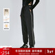 艾萊依羽絨褲女款拼接收腰束腳褲輕盈保暖耐寒通勤長(cháng)褲 炭黑 L