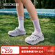 斯凱奇（Skechers）洞洞鞋厚底沙灘涼鞋女外穿高級感包頭踩屎感多巴胺泡泡鞋 薰衣草色/LAV 38 尺碼偏大，建議選小一碼