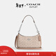 蔻馳（COACH）【新年禮物】奧萊女士女包經(jīng)典標志老花TERI單肩斜挎包麻將包 SV/沙黃色/灰褐色