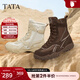 他她（TATA）加絨拳擊靴2025新款休閑運動(dòng)阿甘鞋女鞋時(shí)尚短靴子GPD03DD5 深啡（絨里） 39