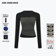 ANN ANDELMAN秋冬黑色長(cháng)袖t恤女修身內搭撞色假兩件毛織打底衫 黑色 S
