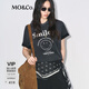 MO&Co.【SMILEY聯(lián)名】T恤2025冬新品斑駁印花抗菌防螨棉質(zhì)MBE4TEE010 烏云灰色 S /160