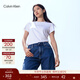 Calvin KleinJeans夏季女士休閑通勤經(jīng)典ck字母印花圓領(lǐng)純色內搭短袖T恤上衣 YAF-月光白 XS