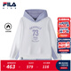 斐樂(lè )FILA兒童童裝上衣2025年冬季新款女中大童加絨寬松連帽衛衣 標準白-WT 170