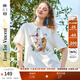兩三事梵高設計感印花短袖t恤女2025夏新款可愛(ài)貓咪上衣 喵趣信旅 杏色 S