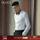 SKARO【明星同款】塔士多禮服長(cháng)袖襯衫男士結婚宴會(huì )法式翼領(lǐng)襯衣 白色SKE851（袖扣需另行購買(mǎi)） 39