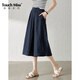 塔馳密司（touchmiss）2025夏季新款透氣褲子休閑褲亞麻闊腿褲女休閑寬松七分褲 藏青色 S