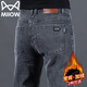 貓人牛仔褲男士秋冬季休閑褲加厚直筒戶(hù)外百搭長(cháng)褲 煙灰常規 31