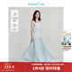 茵曼（INMAN）麻提花吊帶裙2025夏女裝新品V領(lǐng)遮肉蛋糕連衣裙 連衣裙-淺藍色 S