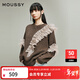 moussy 2025新品冬季新品甜酷風(fēng)荷葉邊網(wǎng)紗拼接毛衣028IAA70-1041 060棕色 均碼