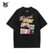 PNJ新款時(shí)尚純棉短袖T恤上衣夏季卡通潮流海綿寶寶百搭印花男女款 黑色 XL